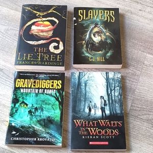 The LIE tree, grave digger, what waits in the woods, slayers book bundle